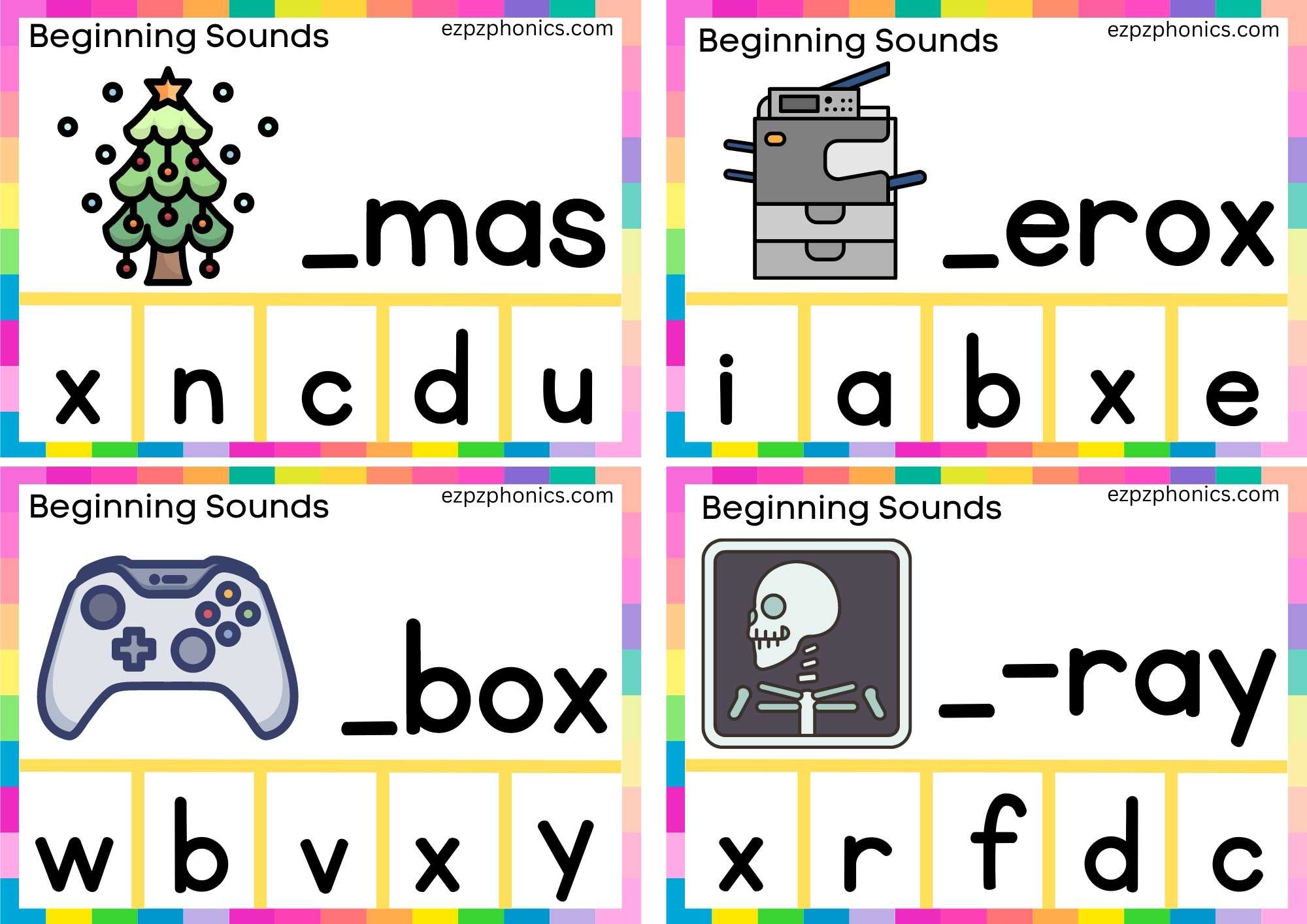 5 X Beginning Sound Clip Cards